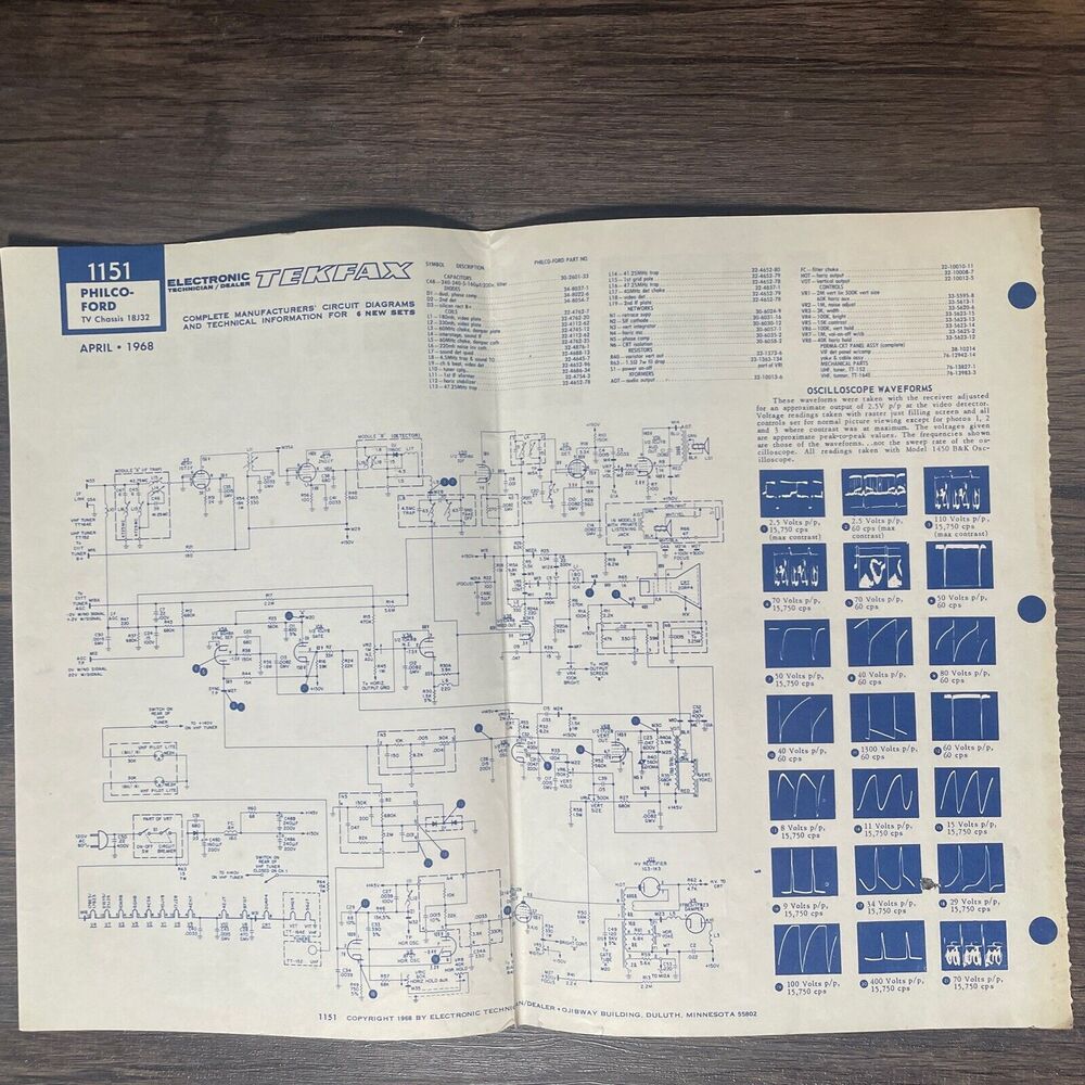 Tekfax Television Circuit Diagram Philco Ford TV Art 1968 Electronic Tech
